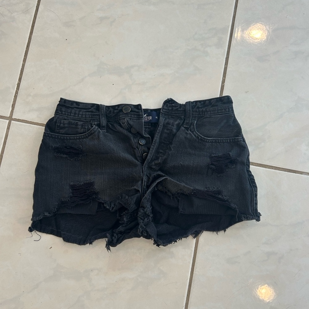 Hollister Charcoal High-Rise Denim Shorts